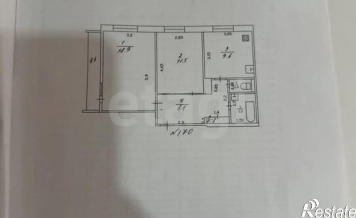 2-комн квартира Республика Татарстан (Татарстан), Казань, улица Кул Гали, 15/21