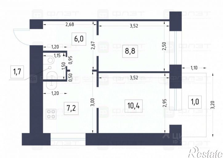 2-комн квартира Татарстан, Казань, Кировский