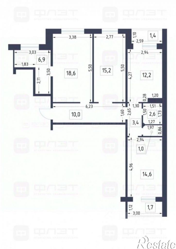 3-комн квартира Татарстан, Казань, Советский