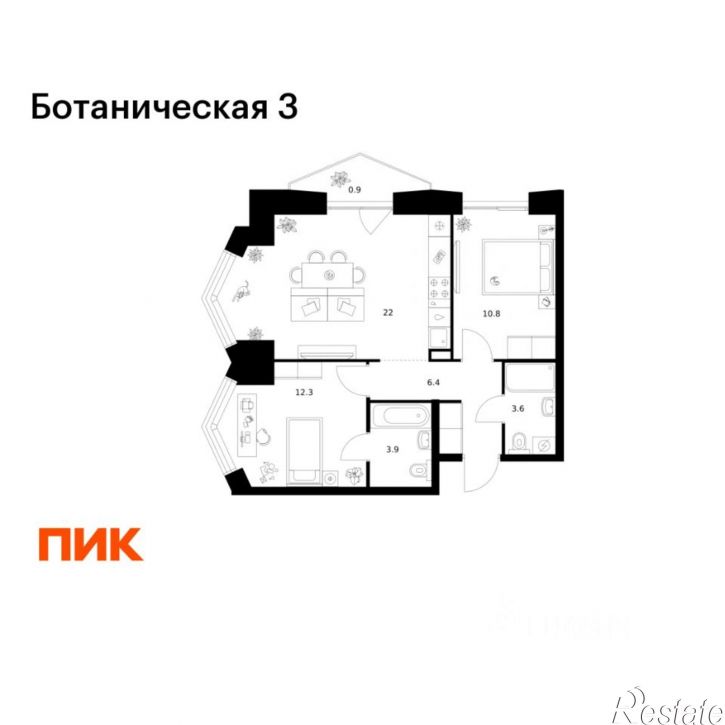 2-комн квартира в новом доме Казань