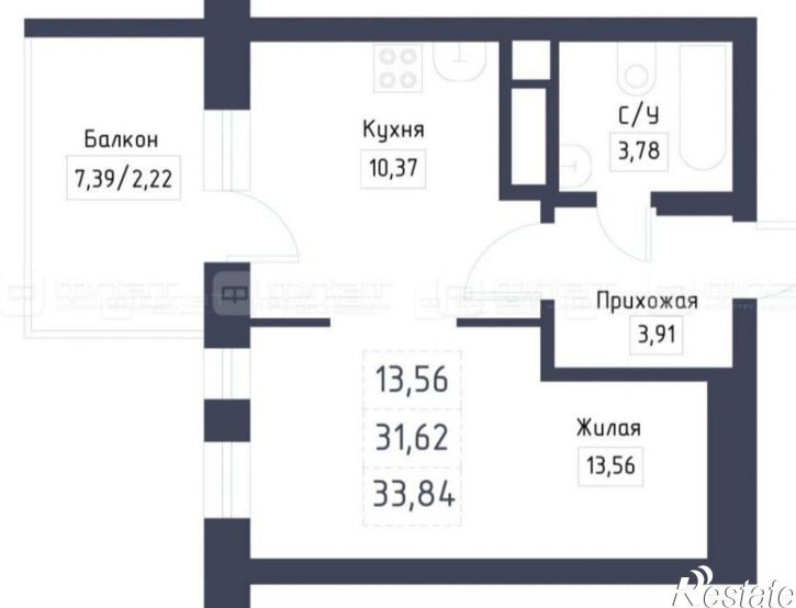 1-комн квартира в новом доме ул. Лазурная, дом 5