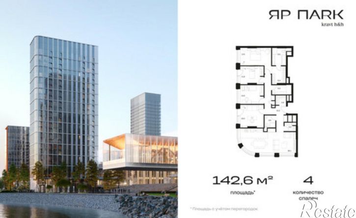 4-комн квартира в новом доме Республика Татарстан (Татарстан), Казань, ЖК Яр Парк