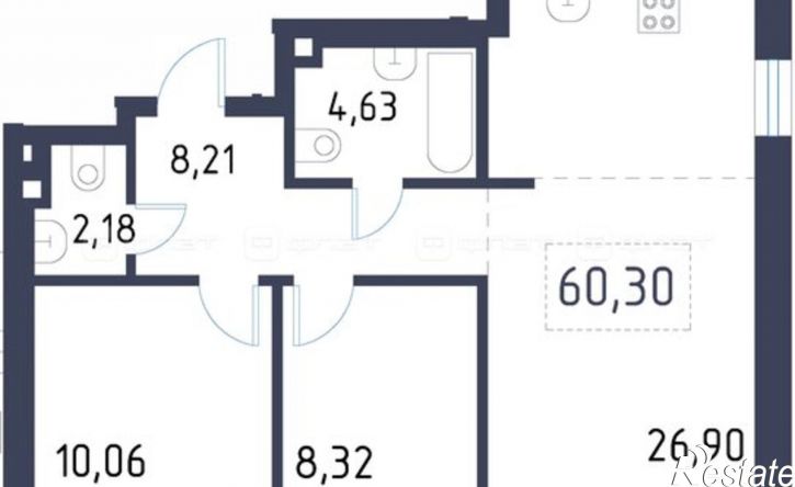 2-комн квартира в новом доме Республика Татарстан (Татарстан), Казань, улица Парижской Коммуны, 18