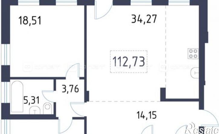 2-комн квартира в новом доме Республика Татарстан (Татарстан), Казань, улица Парижской Коммуны, 18