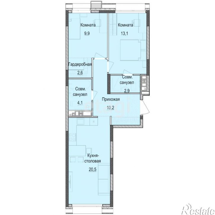 2-комн квартира в новом доме Казань, Южно-Промышленная улица