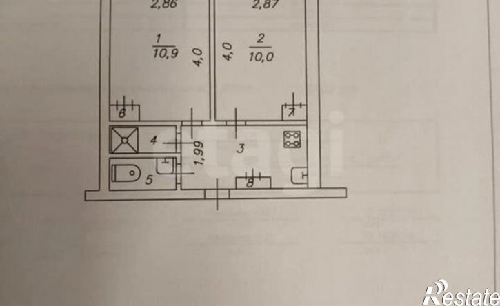 2-комн квартира Республика Татарстан (Татарстан), Казань, улица Мусина, 59Бк2
