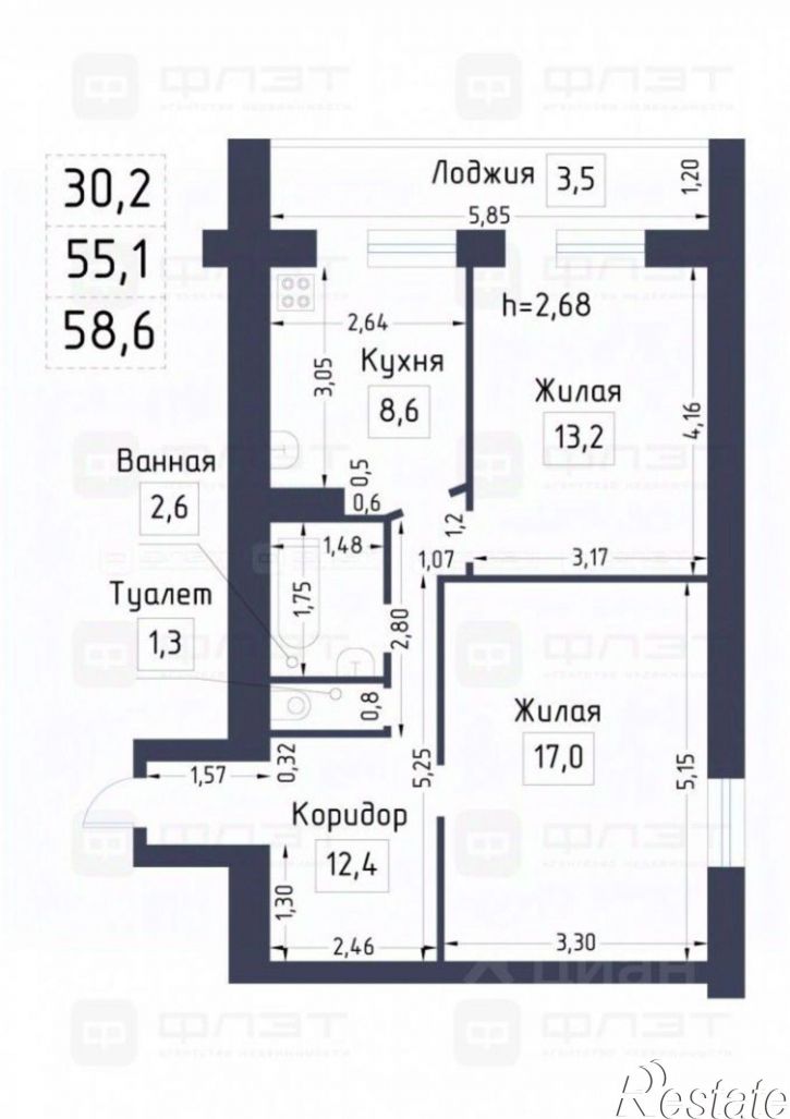 2-комн квартира Татарстан, Казань, Приволжский, ул. Сафиуллина