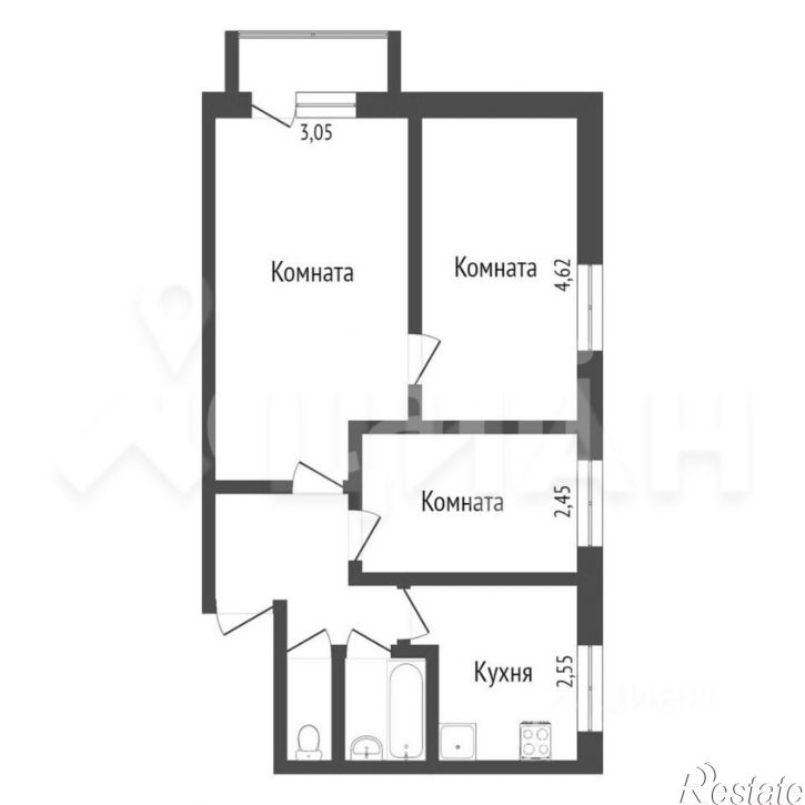 3-комн квартира Республика Татарстан (Татарстан), Казань