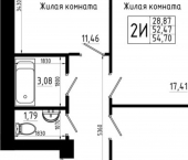 2-комн, 55 кв м, этаж 9/23 ул Аделя Кутуя, 181