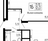 1-комн, 36 кв м, этаж 23/23 ул Аделя Кутуя, 181