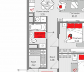 3-комн, 57 кв м, этаж 13/19 Республика Татарстан (Татарстан), Казань, Приволжский район, жилой комплекс Станция Спортивн