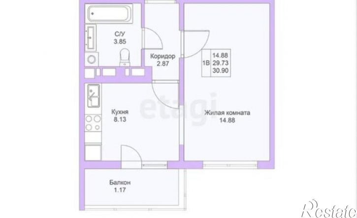 1-комн квартира Республика Татарстан (Татарстан), Казань, улица Александра Курынова, 5к2