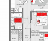3-комн, 70кв м, этаж 8/19 Республика Татарстан (Татарстан), Казань, улица Ярышлар, 8