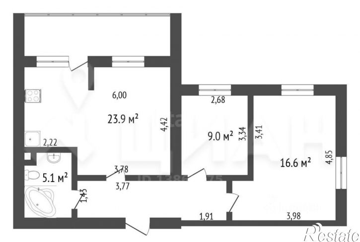 2-комн квартира Казань