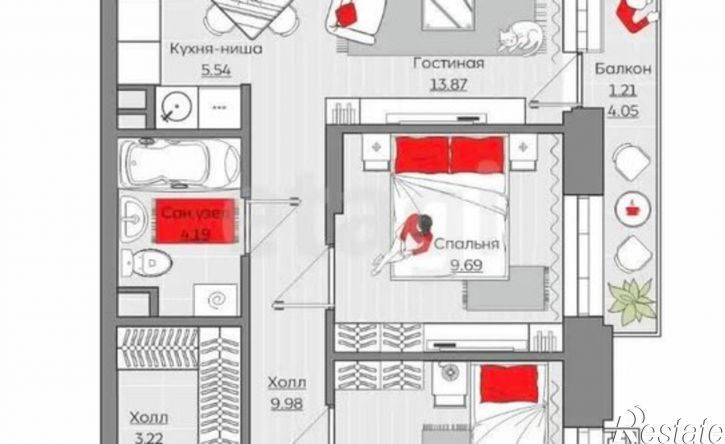 3-комн квартира Республика Татарстан (Татарстан), Казань, улица Ярышлар, 8