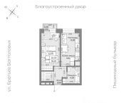 2-комн, 35 кв м, этаж 4/24 Казань