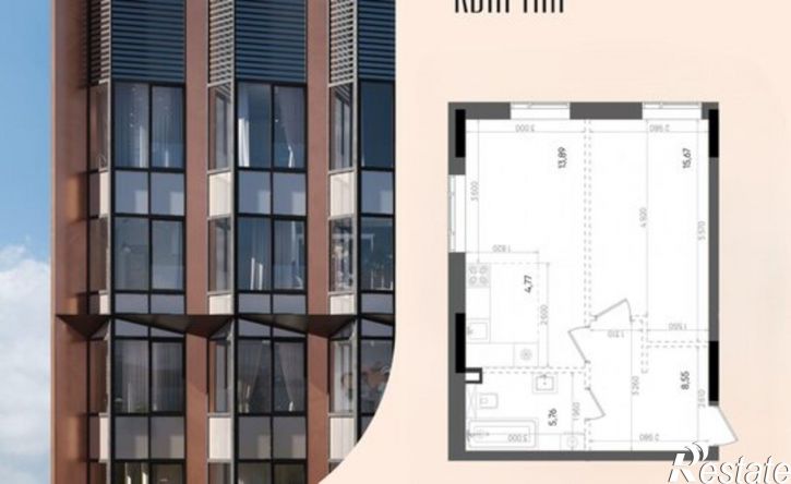 2-комн квартира в новом доме Республика Татарстан (Татарстан), Казань, Бухарская улица, 5