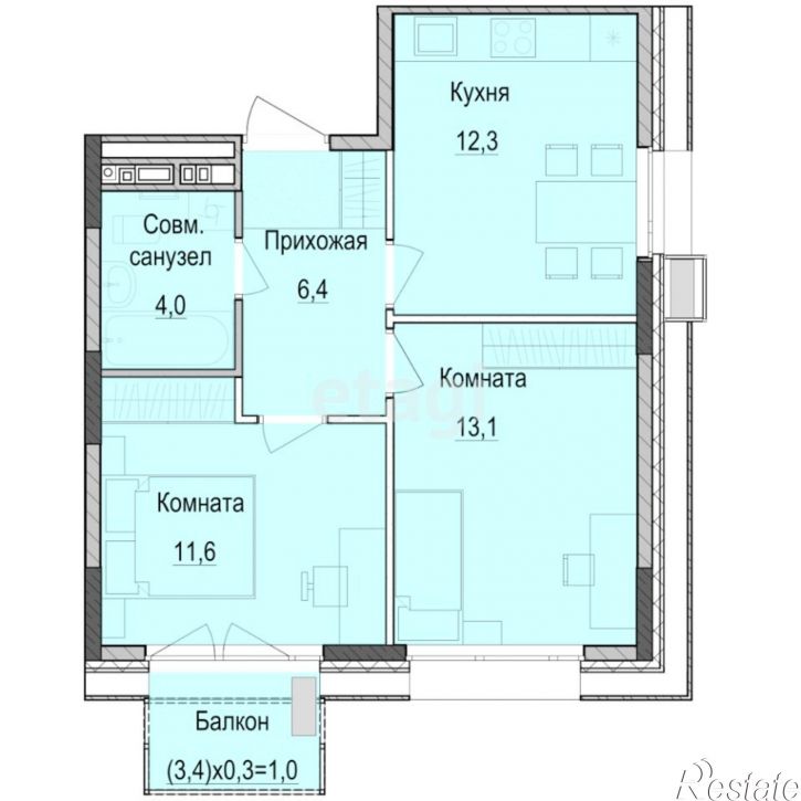 2-комн квартира в новом доме Казань, Южно-Промышленная улица