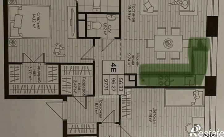 4-комн квартира Республика Татарстан (Татарстан), Казань, улица Алексея Козина, 8