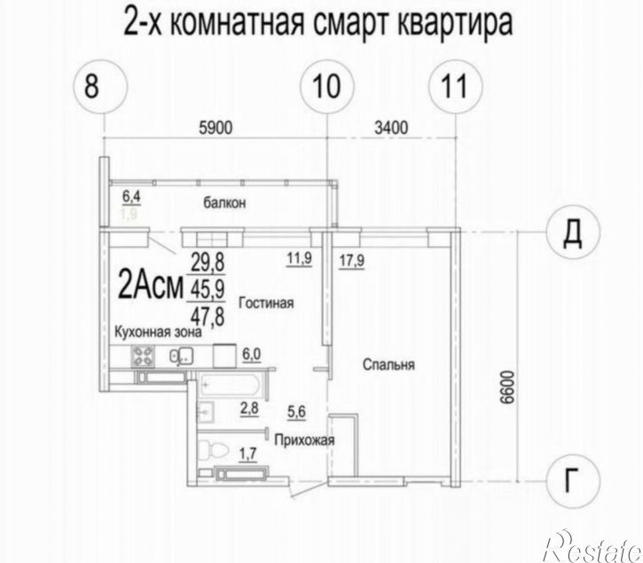 2-комн квартира в новом доме Набережные Челны