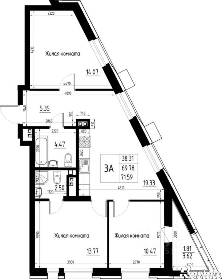3-комн квартира в новом доме Казань, ЖК Статный