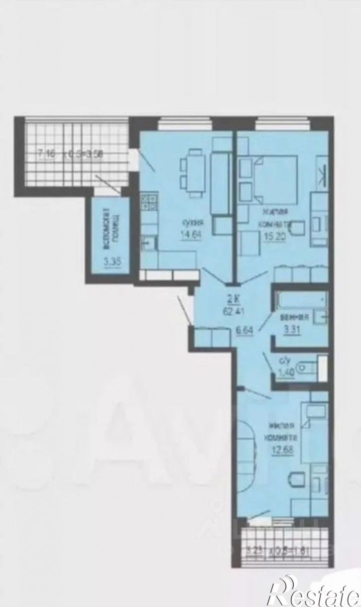 2-комн квартира ул Комарова, 45А,  д. 45А