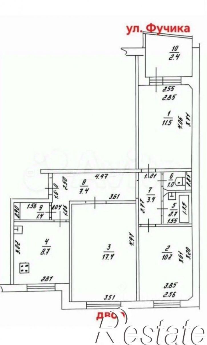 3-комн квартира улица Юлиуса Фучика, 131,  д. 131