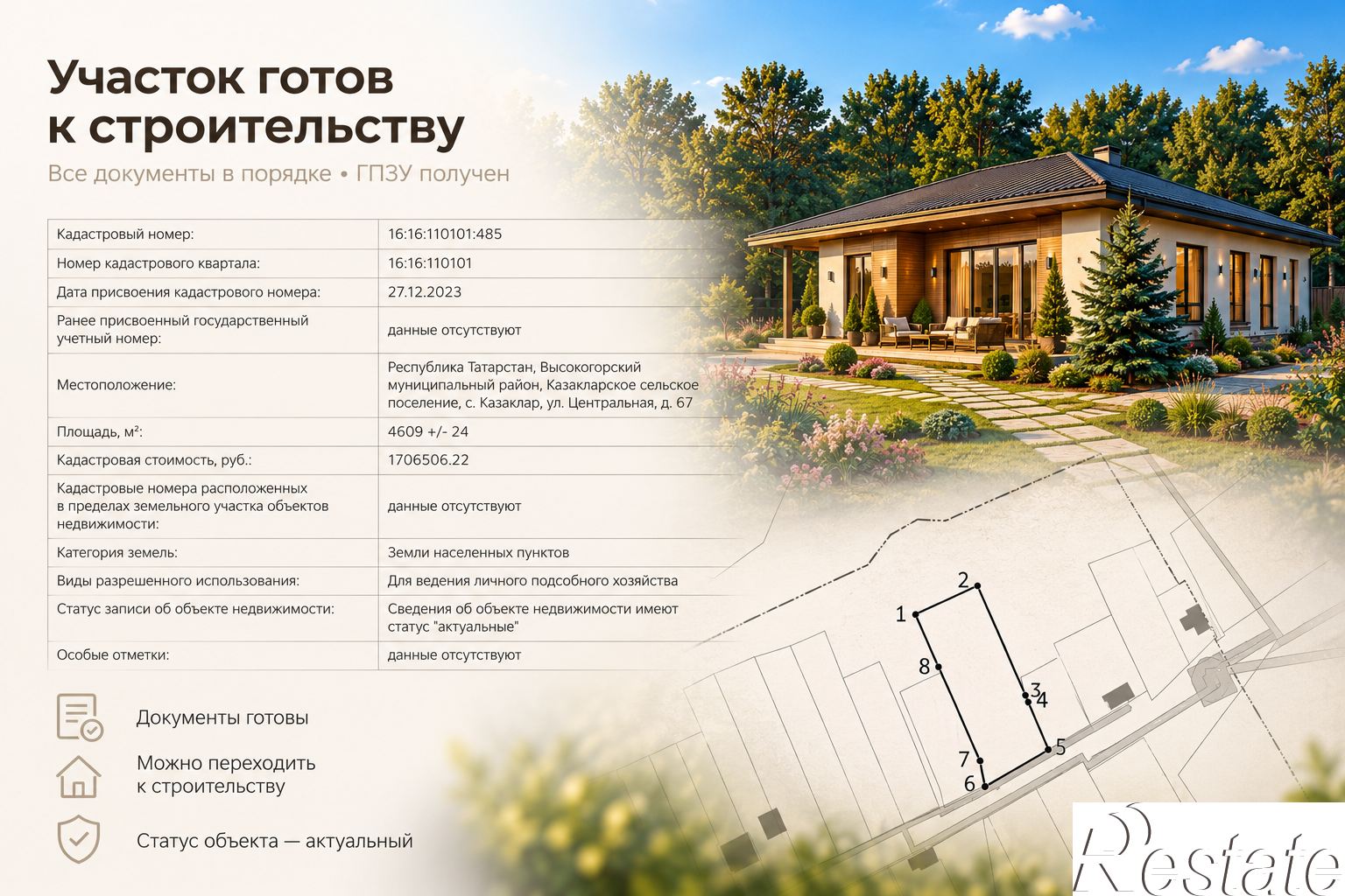 Купить землю, земельный участок за 1 990 000 рублей на Центральная, 67