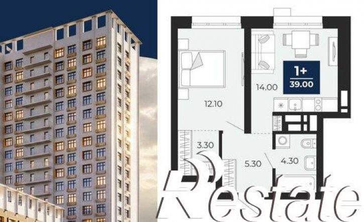 1-комн квартира в новом доме Клубная улица, 9А,  д. 9А