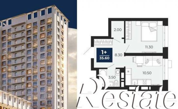 1-комн квартира в новом доме Клубная улица, 9А,  д. 9А