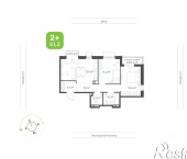 2-комн, 61 кв м, этаж 7/9 улица Раскольникова, 54 к3