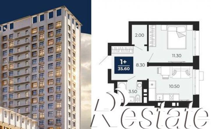 1-комн квартира в новом доме Клубная улица, 9А,  д. 9А