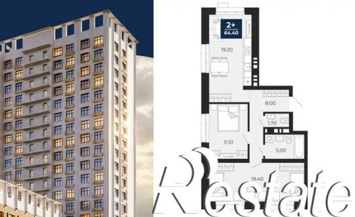 2-комн квартира в новом доме Клубная улица, 9А,  д. 9А