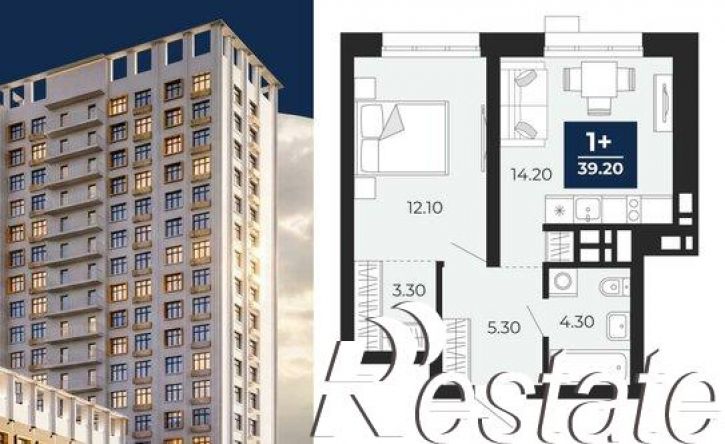 1-комн квартира в новом доме Клубная улица, 9А,  д. 9А