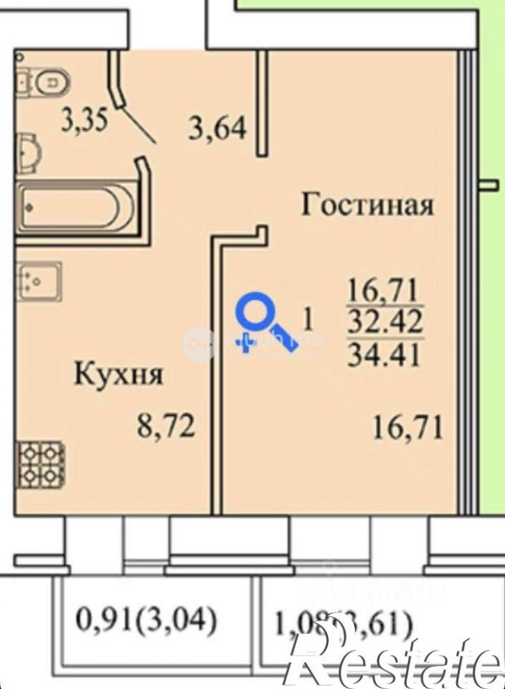 1-комн квартира улица Рауиса Гареева, 100,  д. 100