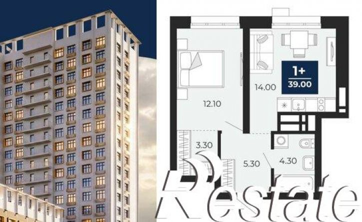 1-комн квартира в новом доме Клубная улица, 9А,  д. 9А