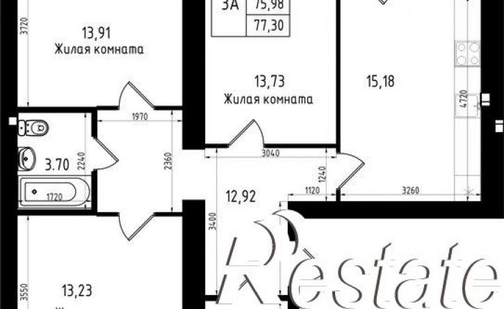 3-комн квартира в новом доме улица Михаила Миля, 13,  д. 13