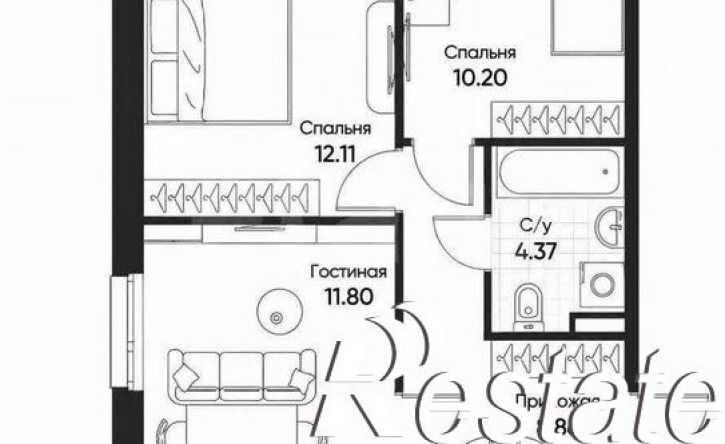 2-комн квартира улица Гаврилова, 7 к2,  д. 7 к2